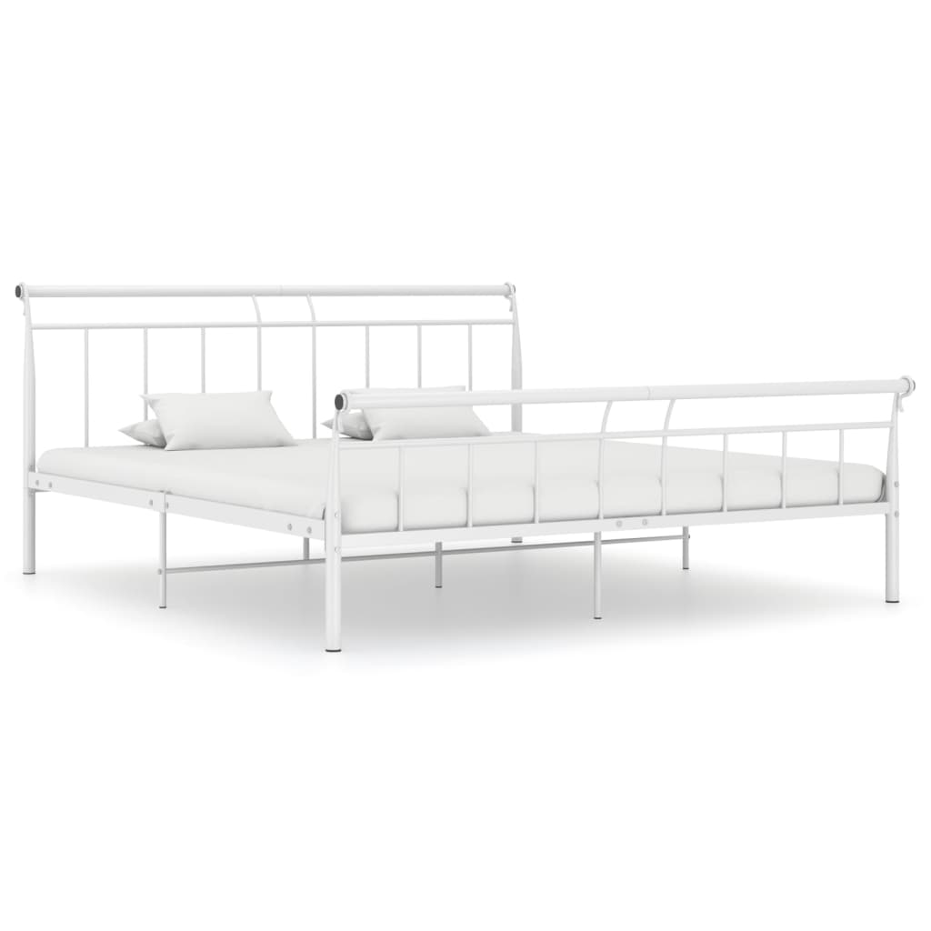 vidaXL Bed Frame White Metal 180x200 cm 6FT Super King