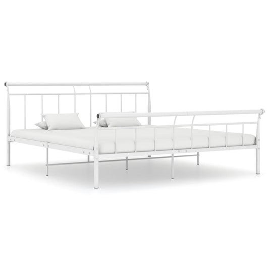 vidaXL Bed Frame White Metal 180x200 cm 6FT Super King