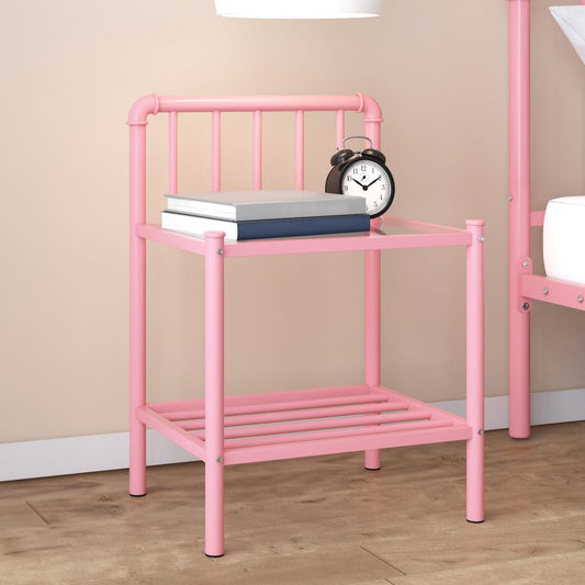 vidaXL Bedside Cabinet Pink&Transparent 45x34.5x62.5 cm Metal & Glass