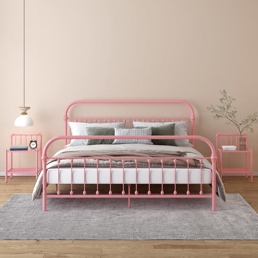 vidaXL Bedside Cabinets 2 pcs Pink and Transparent Metal and Glass