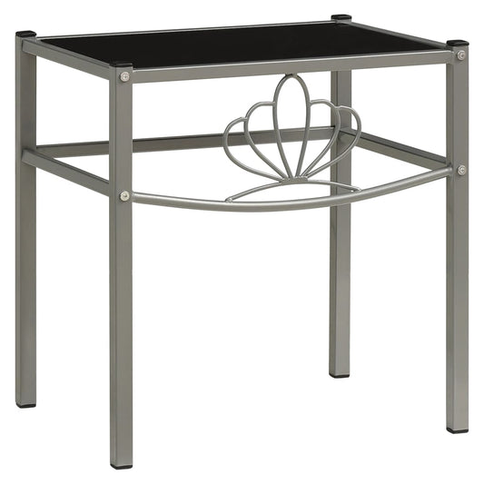 vidaXL Bedside Cabinet Grey and Black 42.5x33x44.5 cm Metal and Glass