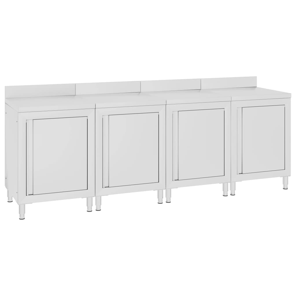 vidaXL Commercial Work Table Cabinet 240x60x96 cm Stainless Steel