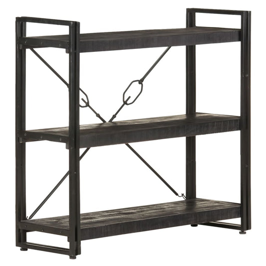 vidaXL 3-Tier Bookcase Black 90x30x80 cm Solid Mango Wood