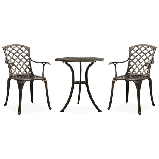 vidaXL 3 Piece Bistro Set Cast Aluminium Bronze