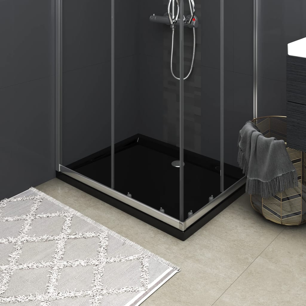 vidaXL Rectangular ABS Shower Base Tray Black 80x100 cm