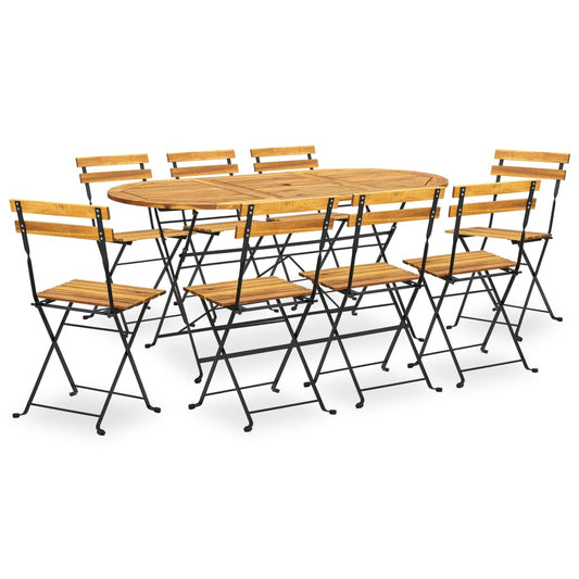 vidaXL 9 Piece Folding Outdoor Dining Set Solid Acacia Wood