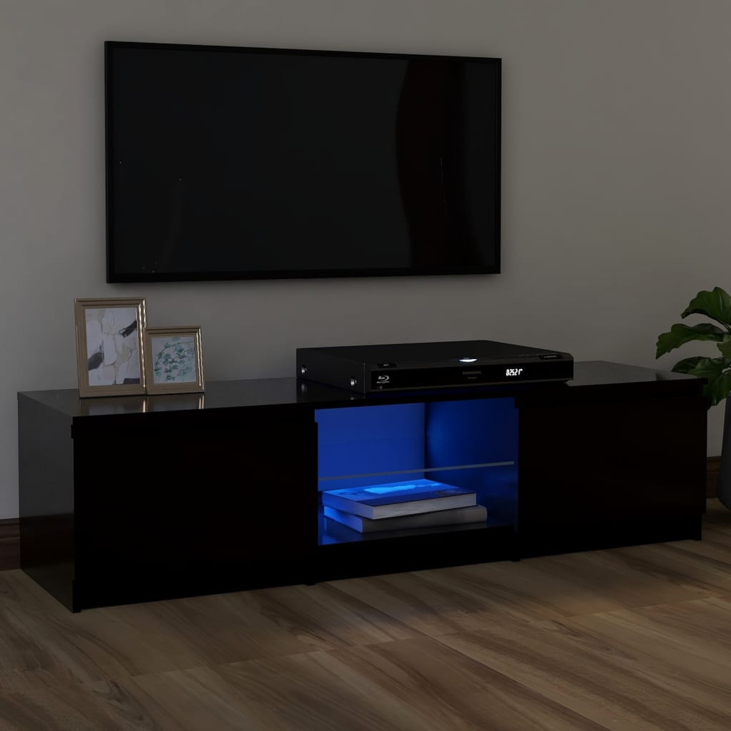vidaXL TV Cabinet with LED Lights Black 120x30x35.5 cm