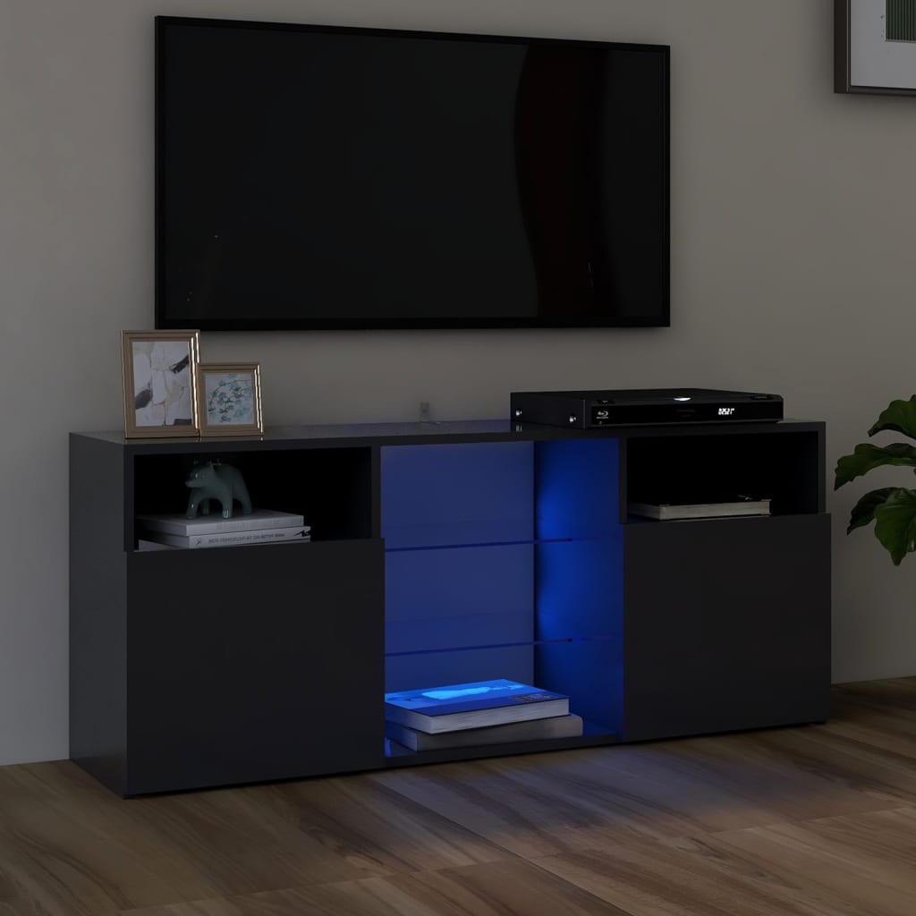 vidaXL TV Cabinet with LED Lights Grey 120x30x50 cm