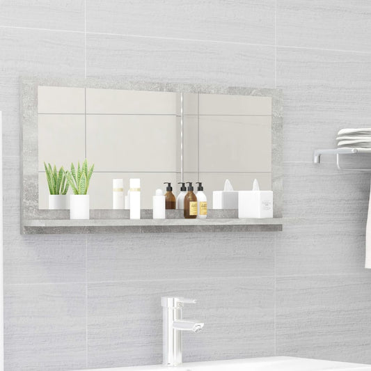 vidaXL Bathroom Mirror Concrete Grey 80x10.5x37 cm Engineered Wood