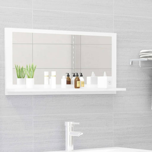 vidaXL Bathroom Mirror High Gloss White 80x10.5x37 cm Engineered Wood