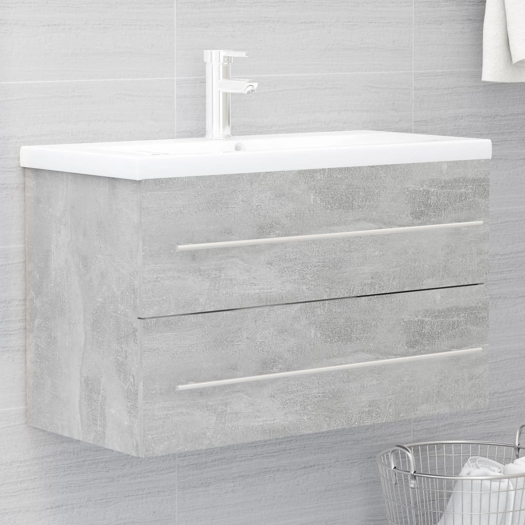 vidaXL Sink Cabinet Concrete Grey 80x38.5x48 cm Engineered Wood