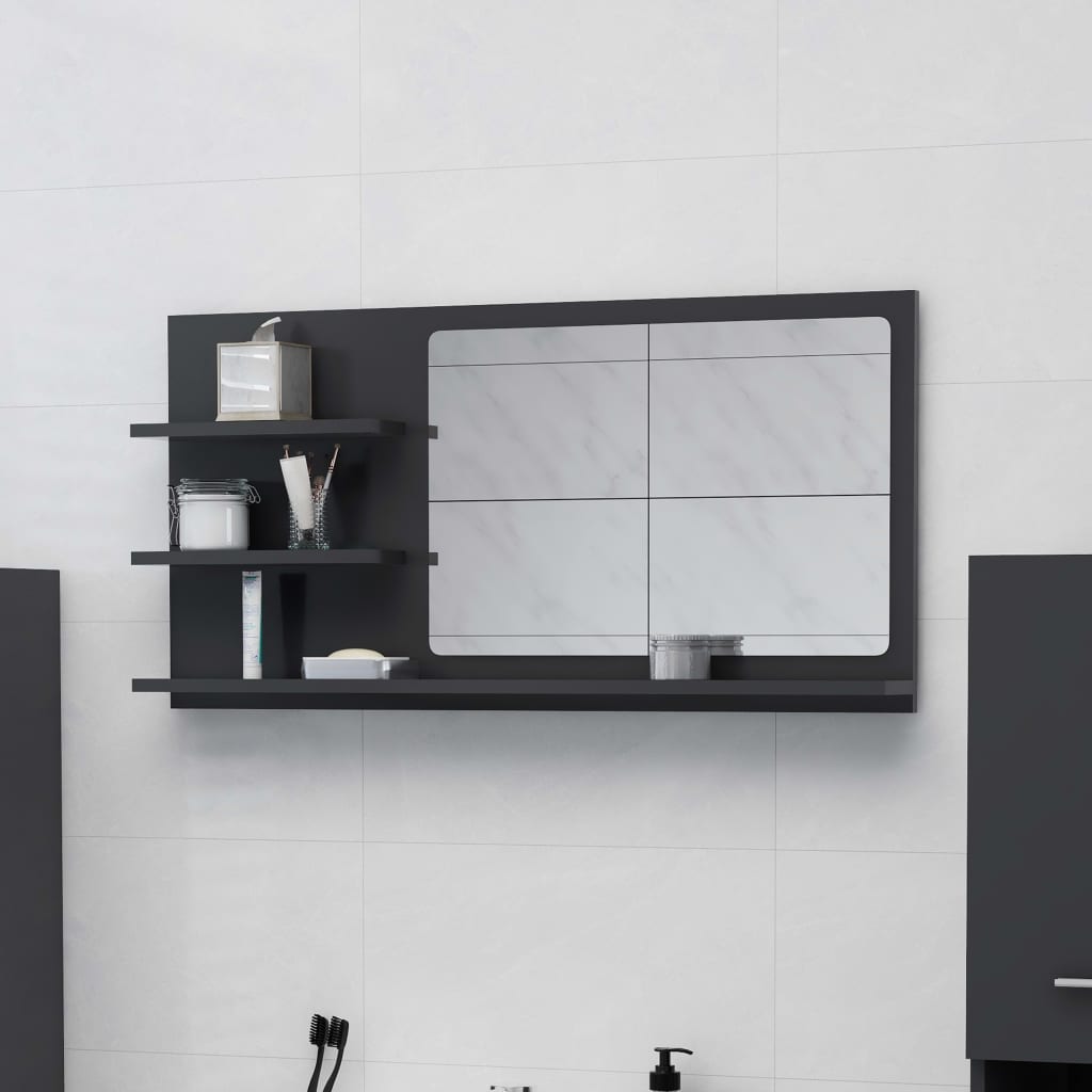 vidaXL Bathroom Mirror Grey 90x10.5x45 cm Engineered Wood