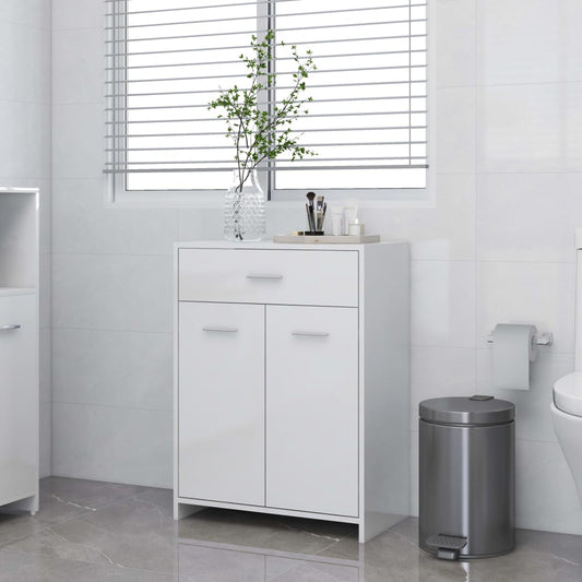 vidaXL Bathroom Cabinet High Gloss White 60x33x80 cm Engineered Wood