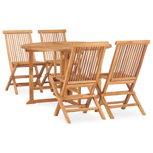 vidaXL 5 Piece Folding Outdoor Dining Set Solid Teak Wood