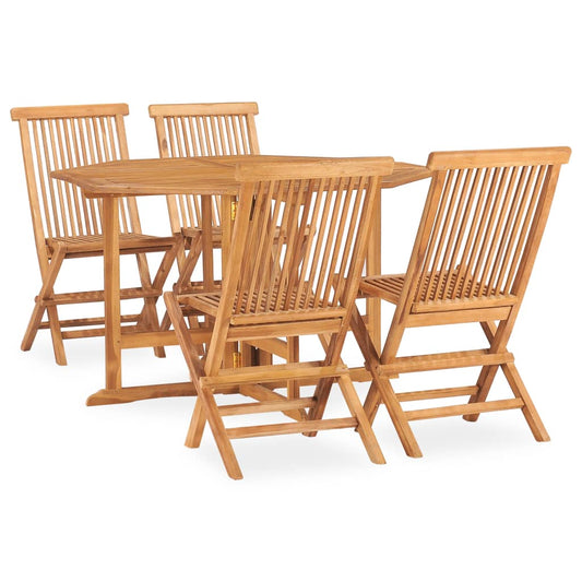 vidaXL 5 Piece Folding Outdoor Dining Set Solid Teak Wood