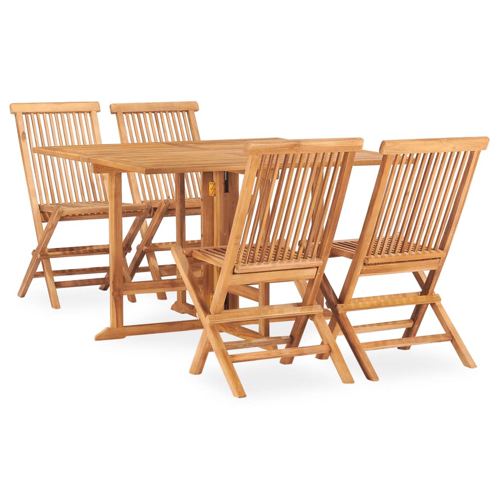 vidaXL 5 Piece Folding Outdoor Dining Set Solid Teak Wood