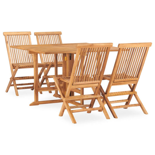 vidaXL 5 Piece Folding Outdoor Dining Set Solid Teak Wood