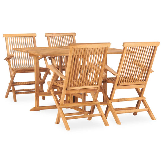 vidaXL 5 Piece Folding Outdoor Dining Set Solid Teak Wood