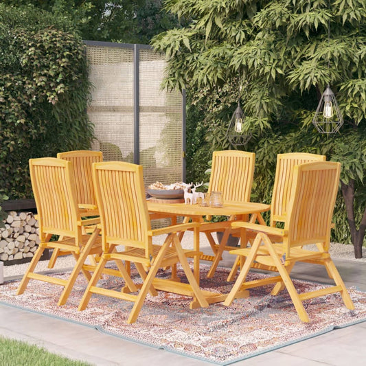 vidaXL 7 Piece Garden Dining Set Solid Teak Wood