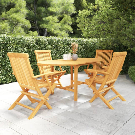 vidaXL 5 Piece Garden Dining Set Solid Teak Wood