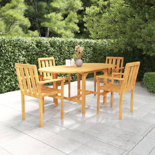 vidaXL 5 Piece Garden Dining Set Solid Teak Wood
