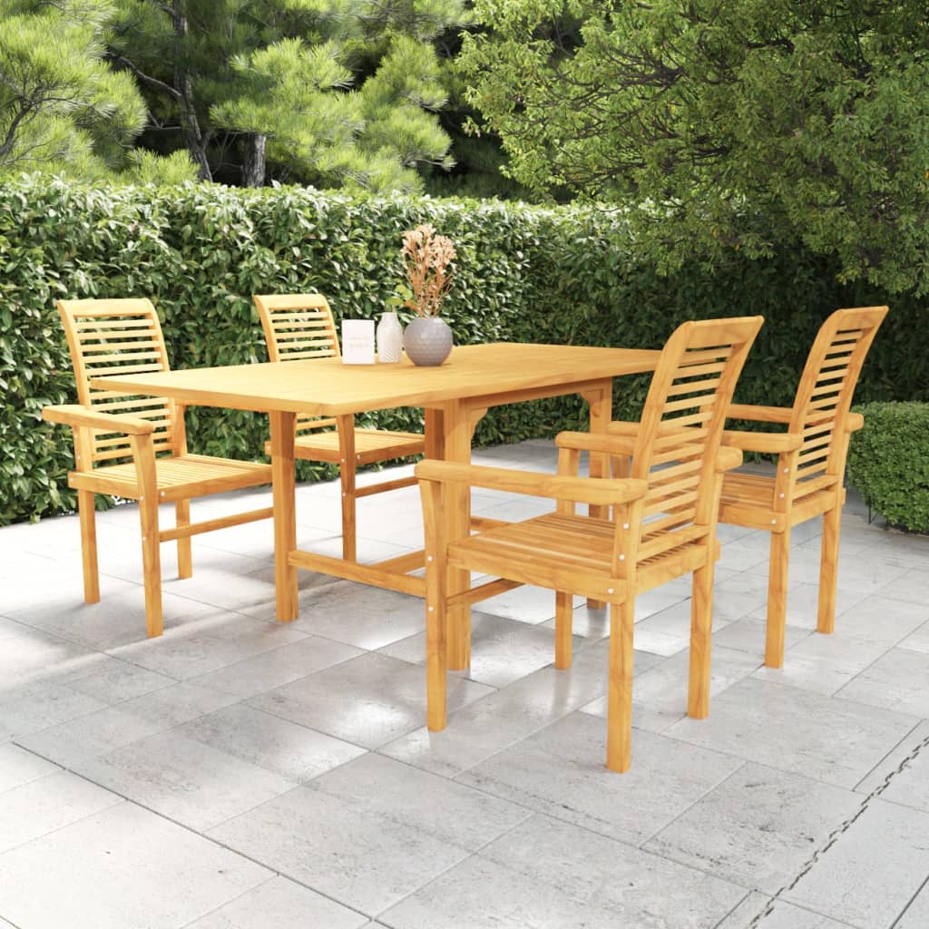 vidaXL 5 Piece Garden Dining Set Solid Teak Wood