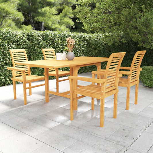 vidaXL 5 Piece Garden Dining Set Solid Teak Wood