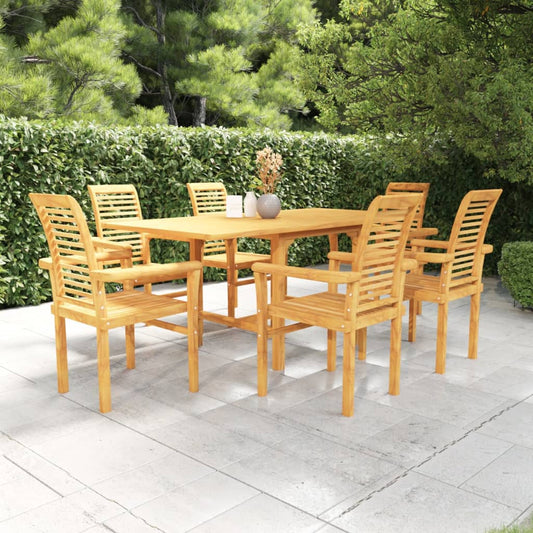 vidaXL 7 Piece Garden Dining Set Solid Teak Wood