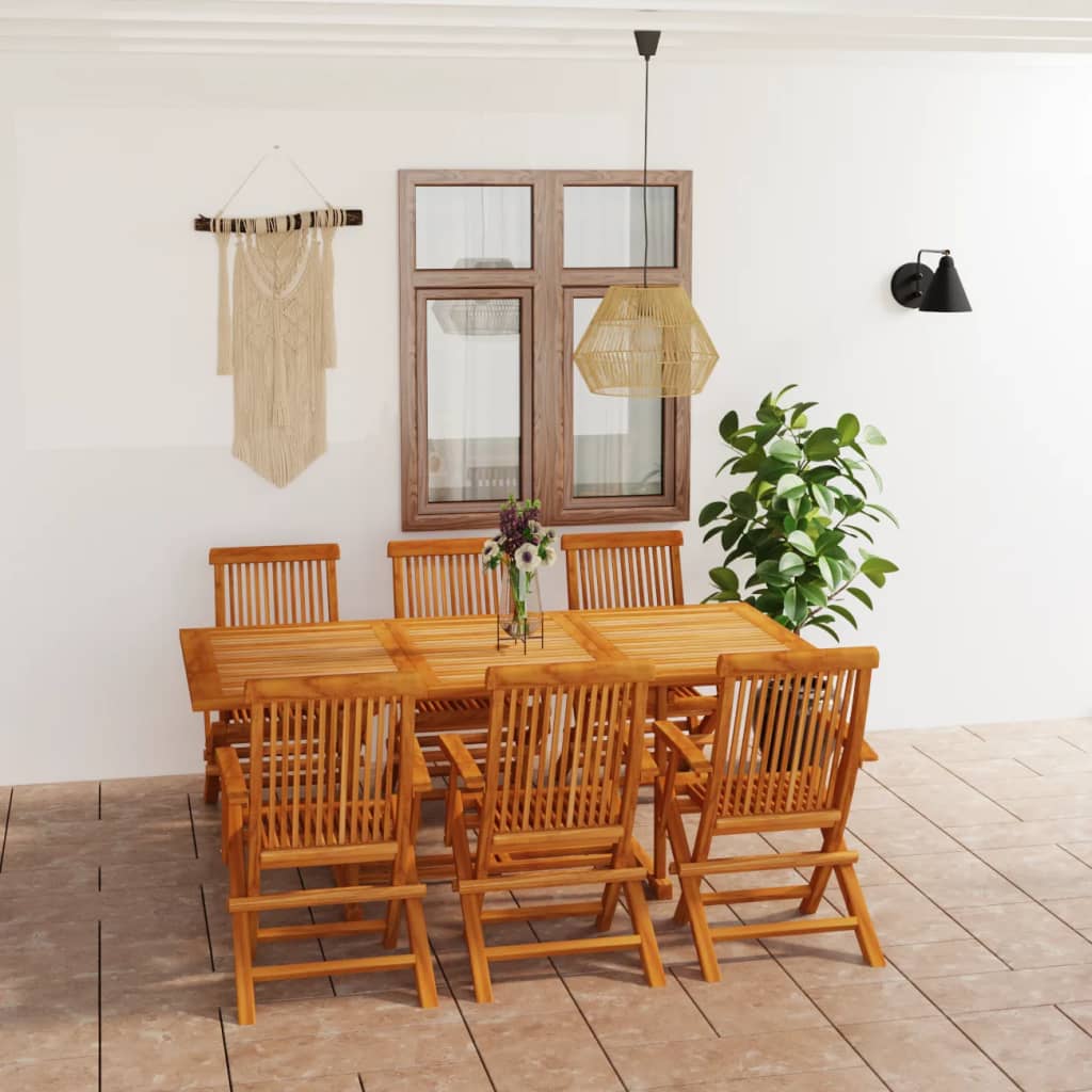 vidaXL 7 Piece Garden Dining Set Solid Teak Wood