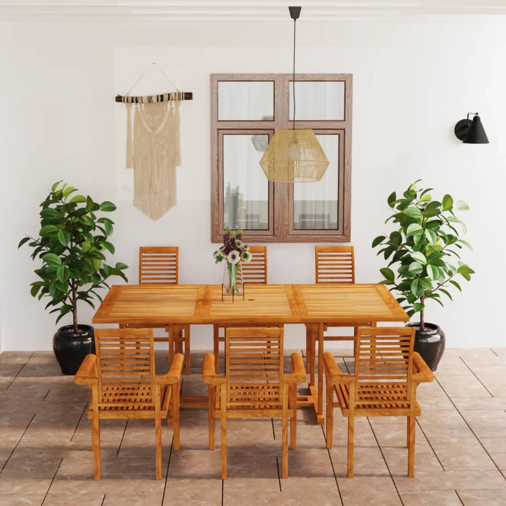 vidaXL 7 Piece Garden Dining Set Solid Teak Wood