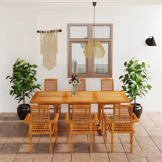 vidaXL 7 Piece Garden Dining Set Solid Teak Wood
