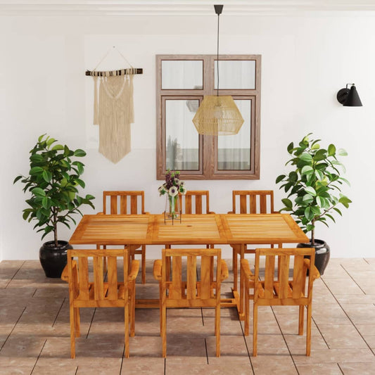 vidaXL 7 Piece Garden Dining Set Solid Teak Wood
