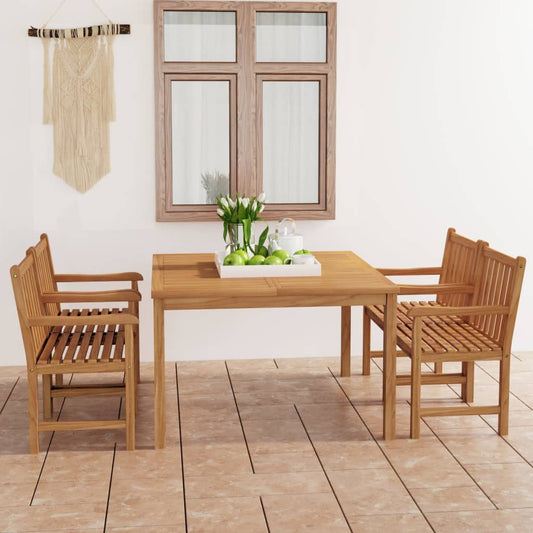 vidaXL 5 Piece Garden Dining Set Solid Teak Wood