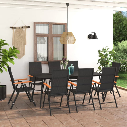 vidaXL 9 Piece Garden Dining Set Black and Brown