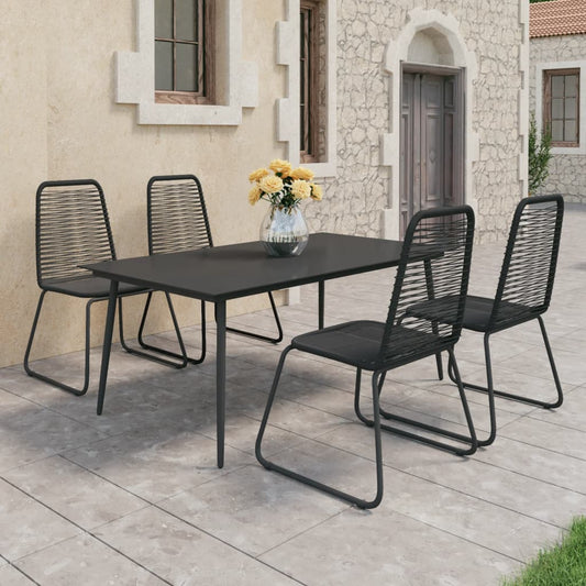 vidaXL 5 Piece Garden Dining Set PVC Rattan Black
