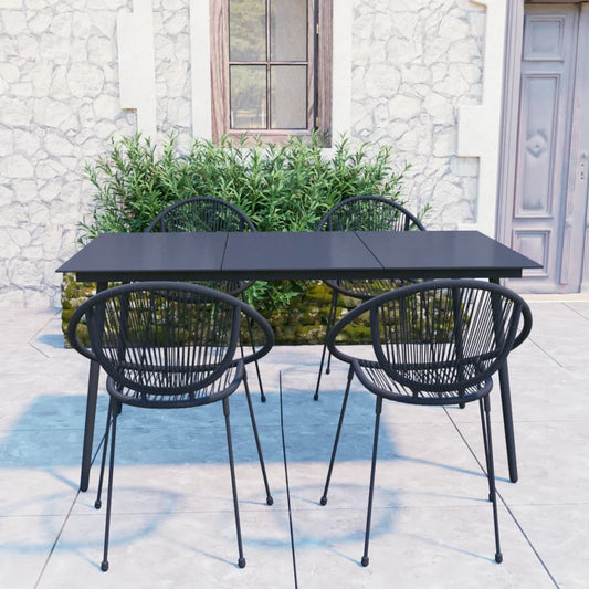 vidaXL 5 Piece Outdoor Dining Set PVC Rattan Black
