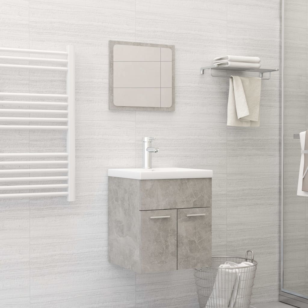 vidaXL 2 Piece Bathroom Furniture Set Concrete Grey Engineered Wood