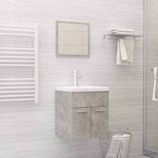 vidaXL 2 Piece Bathroom Furniture Set Concrete Grey Engineered Wood