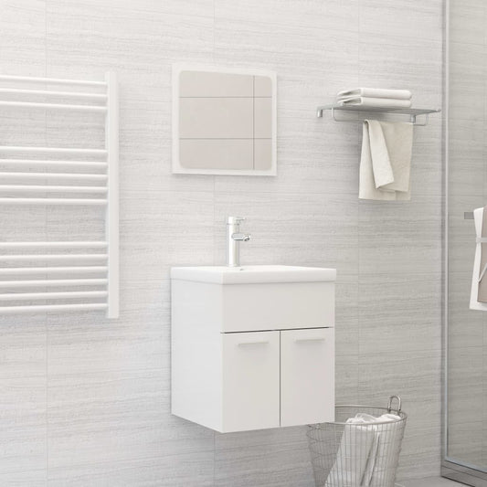 vidaXL 2 Piece Bathroom Furniture Set High Gloss White Engineered Wood