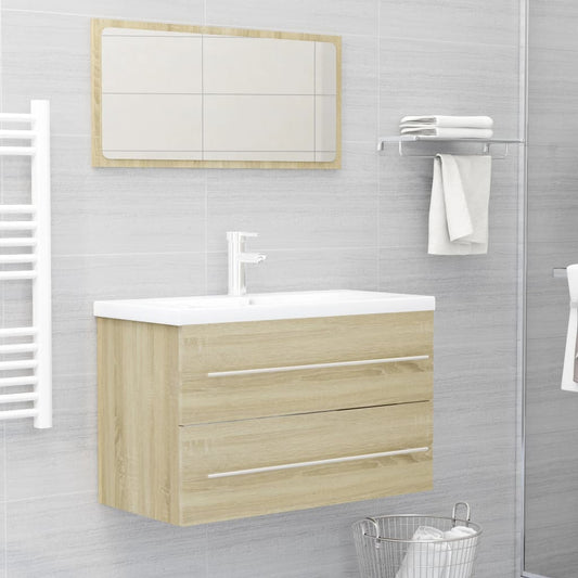 vidaXL 2 Piece Bathroom Furniture Set Sonoma Oak Engineered Wood