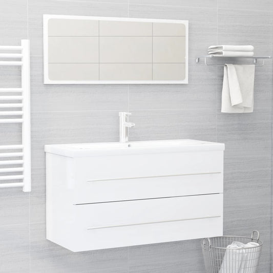 vidaXL 2 Piece Bathroom Furniture Set White Engineered Wood