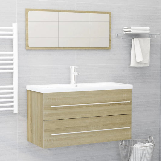 vidaXL 2 Piece Bathroom Furniture Set Sonoma Oak Engineered Wood