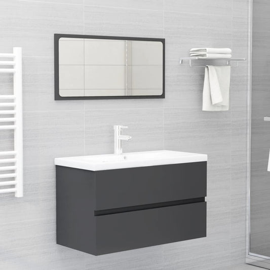vidaXL 2 Piece Bathroom Furniture Set Grey Engineered Wood