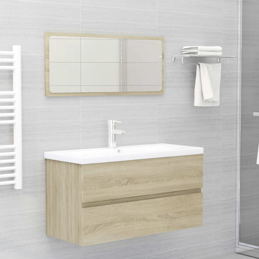 vidaXL 2 Piece Bathroom Furniture Set Sonoma Oak Engineered Wood
