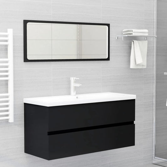 vidaXL 2 Piece Bathroom Furniture Set Black Engineered Wood