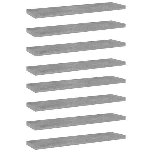 vidaXL Bookshelf Boards 8 pcs Concrete Grey 40x10x1.5 cm Engineered Wood