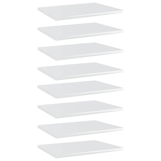 vidaXL Bookshelf Boards 8 pcs High Gloss White 40x30x1.5 cm Engineered Wood