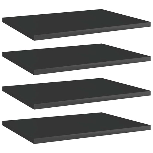 vidaXL Bookshelf Boards 4 pcs High Gloss Black 40x30x1.5 cm Engineered Wood