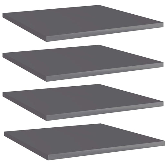 vidaXL Bookshelf Boards 4 pcs High Gloss Grey 40x40x1.5 cm Engineered Wood