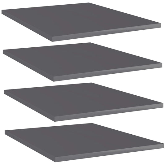 vidaXL Bookshelf Boards 4 pcs High Gloss Grey 40x50x1.5 cm Engineered Wood